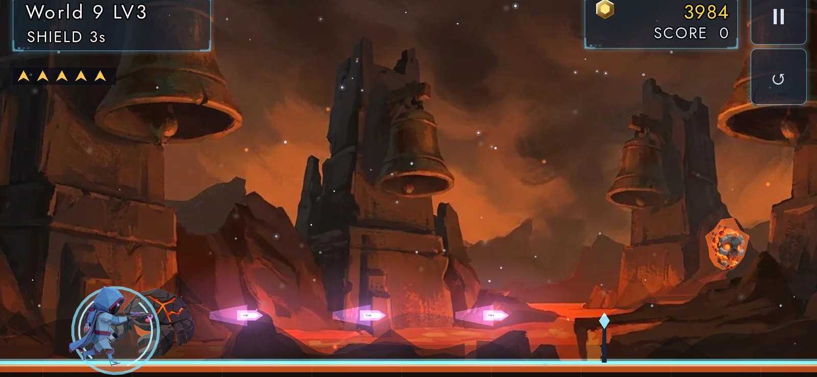 World 9, rising lava